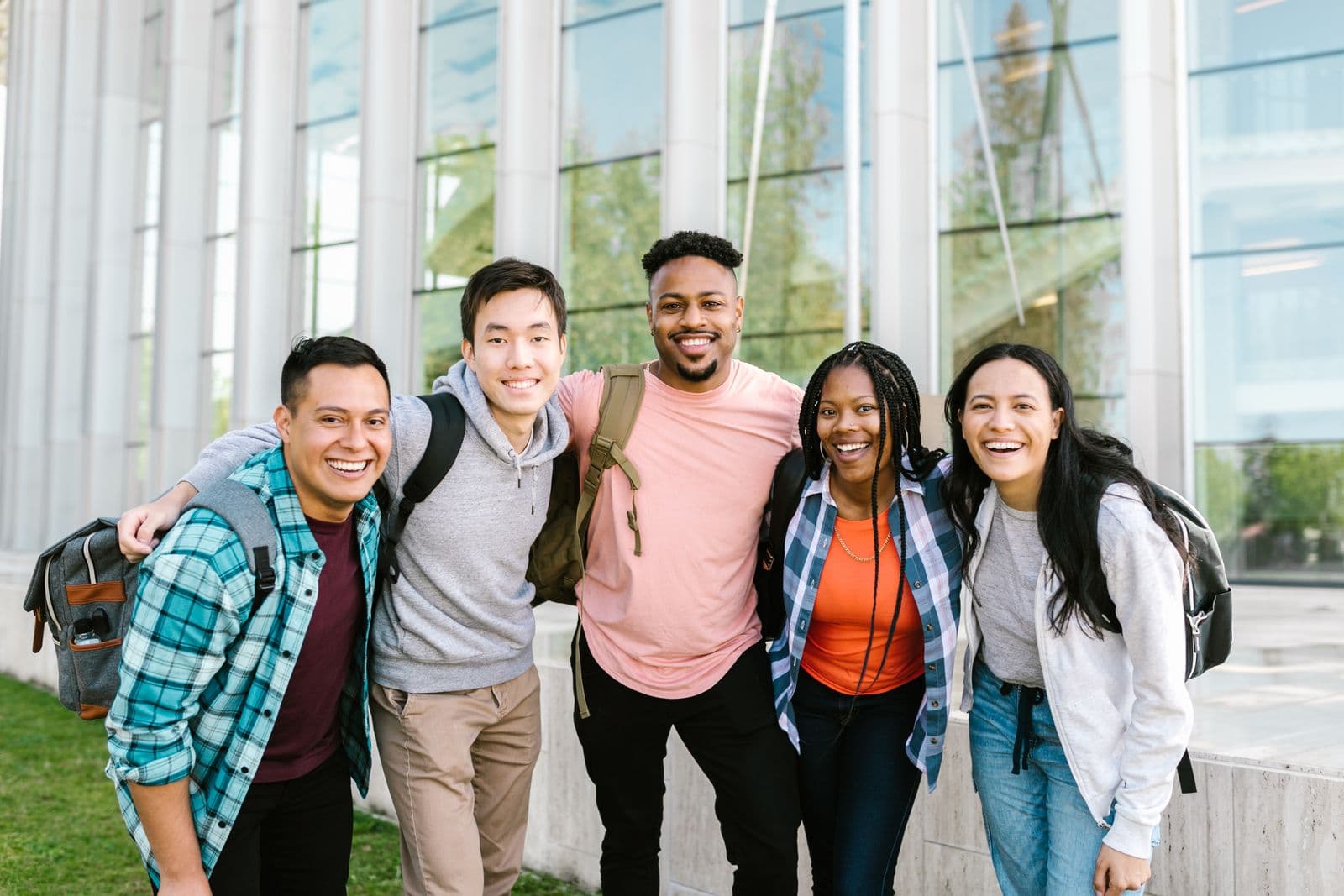 Students standing together at a campus event